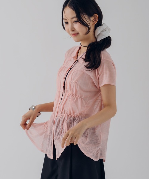 MUHET(ミュエータ)の「shirring slab knit shirt / シャーリングスラブニットシャツ(シャツ/ブラウス・レディース・グレー/アイボリー/ピンク・FREE)」の20枚目の写真