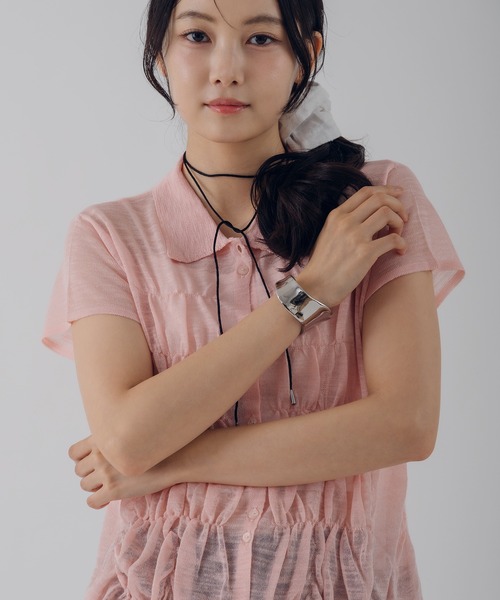 MUHET(ミュエータ)の「shirring slab knit shirt / シャーリングスラブニットシャツ(シャツ/ブラウス・レディース・グレー/アイボリー/ピンク・FREE)」の17枚目の写真