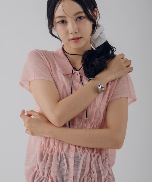 MUHET(ミュエータ)の「shirring slab knit shirt / シャーリングスラブニットシャツ(シャツ/ブラウス・レディース・グレー/アイボリー/ピンク・FREE)」の18枚目の写真