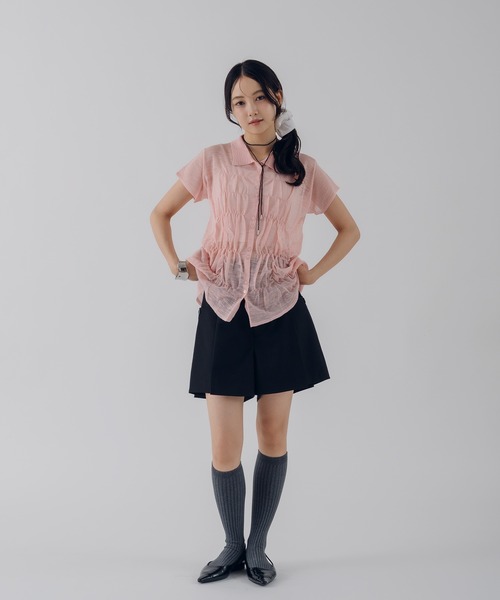 MUHET(ミュエータ)の「shirring slab knit shirt / シャーリングスラブニットシャツ(シャツ/ブラウス・レディース・グレー/アイボリー/ピンク・FREE)」の22枚目の写真