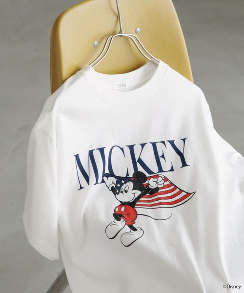 LOWRYS FARM(ローリーズファーム)の「MICKEY/フラッグT 903289(Tシャツ/カットソー・レディース・ネイビー/ホワイト・FREE)」の1枚目の写真