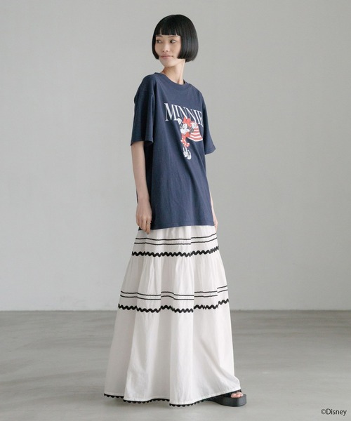 LOWRYS FARM(ローリーズファーム)の「MICKEY/フラッグT 903289(Tシャツ/カットソー・レディース・ネイビー/ホワイト・FREE)」の4枚目の写真