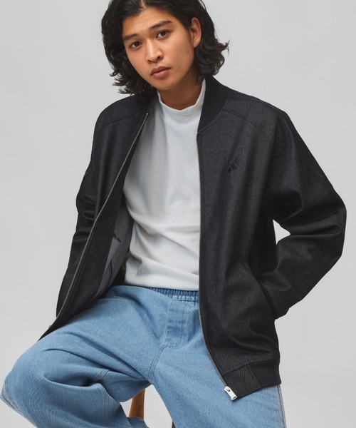 adidas（アディダス）の「【別注】アディダス adidas M LUXA DENIM BOMBER ジャケット AP 限定コラボ（デニムジャケット・メンズ・ブラック/ネイビー・3L/L/M/S/LL）」の2枚目の写真