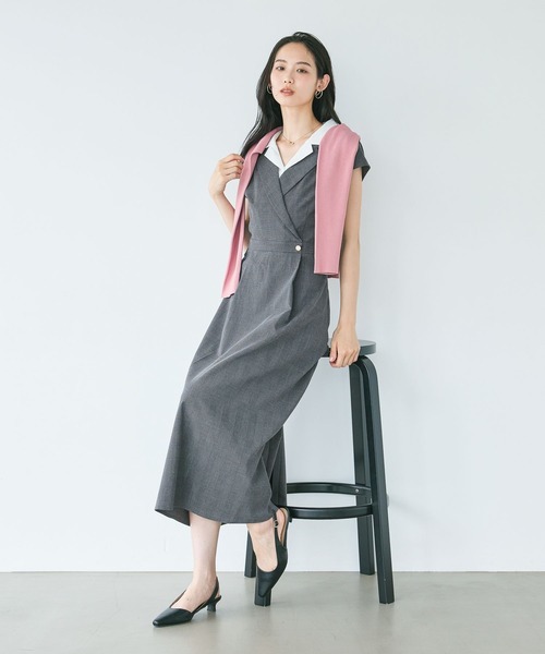 Andemiu(アンデミュウ)の「レイヤード風フレンチスリーブワンピース/1043556(ワンピース・レディース・ベージュ/チャコールグレー/グレー/カーキ/ブラウン系その他2・FREE)」の8枚目の写真