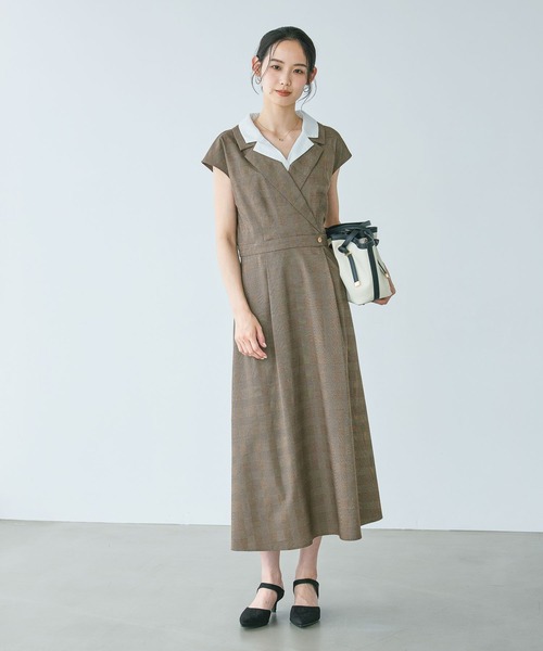Andemiu(アンデミュウ)の「レイヤード風フレンチスリーブワンピース/1043556(ワンピース・レディース・ベージュ/チャコールグレー/グレー/カーキ/ブラウン系その他2・FREE)」の11枚目の写真