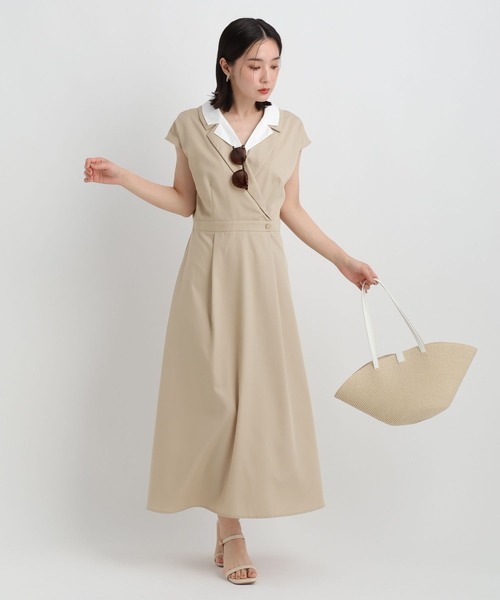 Andemiu(アンデミュウ)の「レイヤード風フレンチスリーブワンピース/1043556(ワンピース・レディース・ベージュ/チャコールグレー/グレー/カーキ/ブラウン系その他2・FREE)」の19枚目の写真