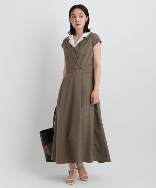 Andemiu(アンデミュウ)の「レイヤード風フレンチスリーブワンピース/1043556(ワンピース・レディース・ベージュ/チャコールグレー/グレー/カーキ/ブラウン系その他2・FREE)」の22枚目の写真