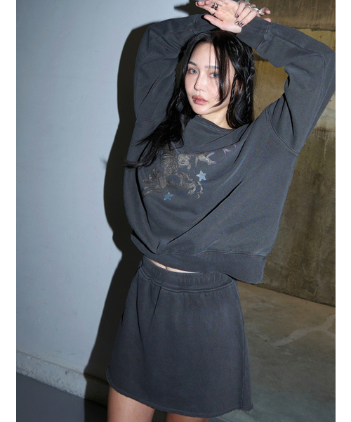 MORVE13（モルブ13）の「Horse Pigment Set-up Skirt Shorts（スカート・レディース・チャコール・FREE）」の2枚目の写真