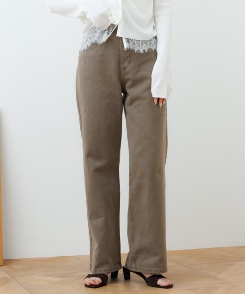flower（フラワー）の「サニーバギーパンツ4（デニムパンツ・レディース・ピンク/ブラウン/グレー・MEDIUM/SMALL）」の2枚目の写真