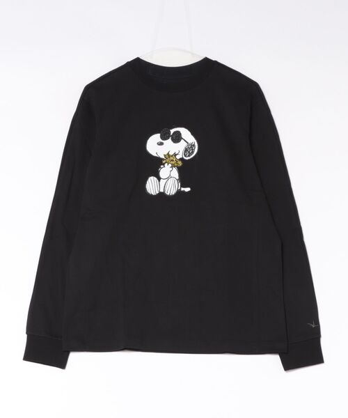 1PIU1UGUALE3 RELAX (ウノピゥウノウグァーレトレ リラックス)の「【1PIU1UGUALE3 RELAX】SNOOPY & WOODSTOCK LINESTONE L/S(Tシャツ/カットソー・メンズ・ブラック/ホワイト・X-LARGE/LARGE/MEDIUM)」の1枚目の写真