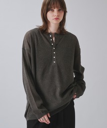 HENLEY NECK LINEN MIX MESH KNIT / ヘンリーネックリネンミックスメッシュニット