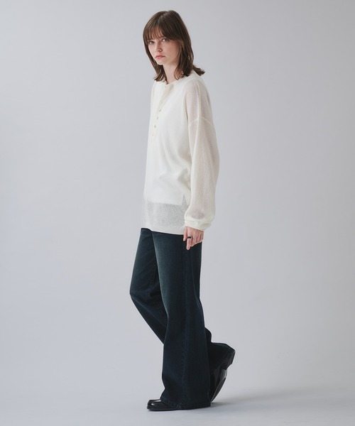 SELLE GLANT（セレグランテ）の「HENLEY NECK LINEN MIX MESH KNIT / ヘンリーネックリネンミックスメッシュニット（ニット/セーター・メンズ・ダークグレー/オフホワイト・SMALL/MEDIUM/LARGE）」の22枚目の写真