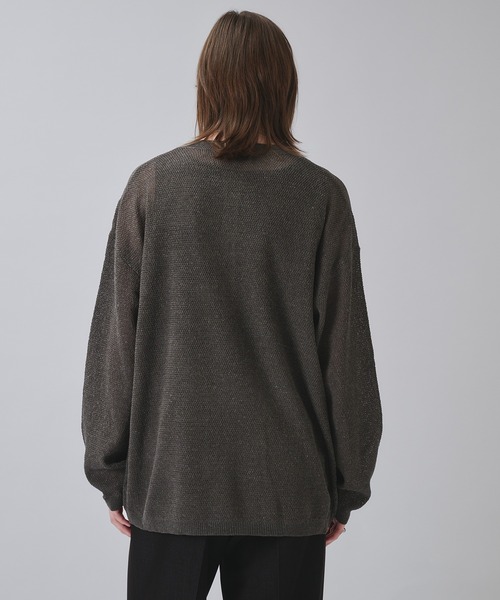 SELLE GLANT（セレグランテ）の「HENLEY NECK LINEN MIX MESH KNIT / ヘンリーネックリネンミックスメッシュニット（ニット/セーター・メンズ・ダークグレー/オフホワイト・SMALL/MEDIUM/LARGE）」の7枚目の写真