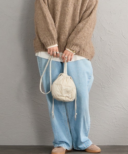 TAION（タイオン）の「【WEB先行予約】[TAION/タイオン] ドロストダウン巾着バッグ(WEB限定)（ショルダーバッグ・レディース・ライトグレー/オリーブ/レッド/ブラック/レオパード・ONE SIZE）」の13枚目の写真