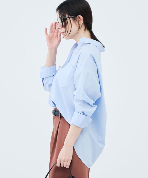 NOLLEY’S Sophi(ノーリーズソフィ)の「ウォッシャブルタイプライター2WAYシャツ(シャツ/ブラウス・レディース・サックスブルー/オリーブ/ホワイト/ベビーピンク・38)」の13枚目の写真