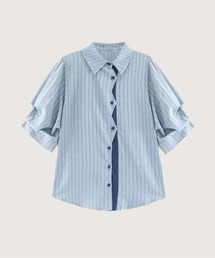 Wave Design Stripe Shirt/ウェーブデザインストライプシャツ