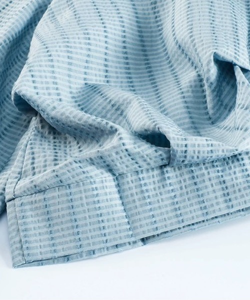 LA POMME petit（ラポミ・プチ）の「Wave Design Stripe Shirt/ウェーブデザインストライプシャツ（シャツ/ブラウス・レディース・ブルー・FREE）」の4枚目の写真
