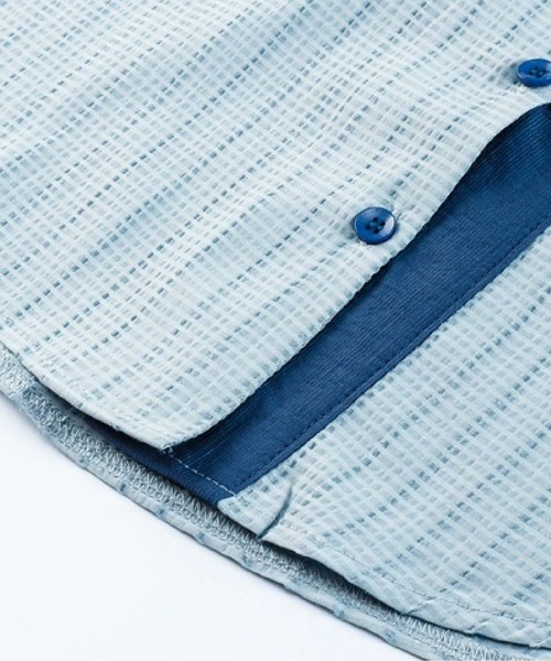 LA POMME petit（ラポミ・プチ）の「Wave Design Stripe Shirt/ウェーブデザインストライプシャツ（シャツ/ブラウス・レディース・ブルー・FREE）」の6枚目の写真