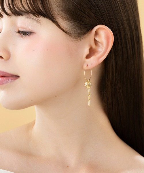 LA MUe(ラミュー)の「【LA MUE】日本製 ハート クロス チェーン ロング ピアス(ピアス(両耳用)・レディース・シルバー/ゴールド・FREE)」の6枚目の写真