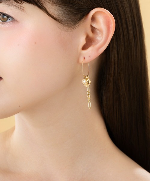 LA MUe(ラミュー)の「【LA MUE】日本製 ハート クロス チェーン ロング ピアス(ピアス(両耳用)・レディース・シルバー/ゴールド・FREE)」の8枚目の写真