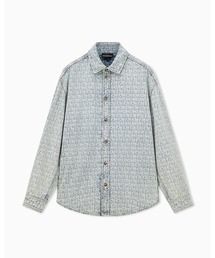 ARMANI アルマーニ 総柄 半袖ニット トップス ブルー アイボリー EMPORIO ARMANI｜エンポリオ アルマーニ（メンズ）のトップス（ブルー
