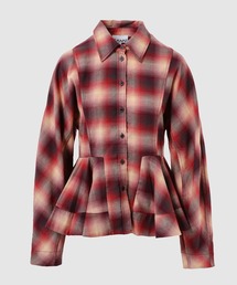 GANNI | Cotton Flannel Check Peplum Shirt(Tシャツ/カットソー)