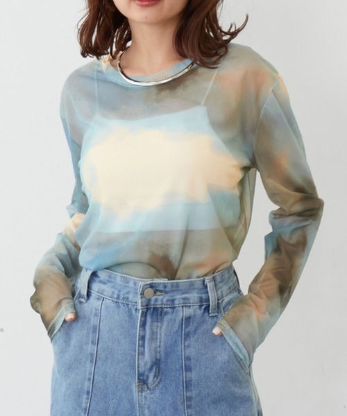 merrylatte（メリーラテ）の「マーブルシアートップス【TUNE】（Tシャツ/カットソー・レディース・ピンク/グリーン・FREE）」の3枚目の写真