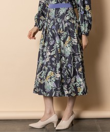 【セットアップ】フラワーPt タックフレアスカート