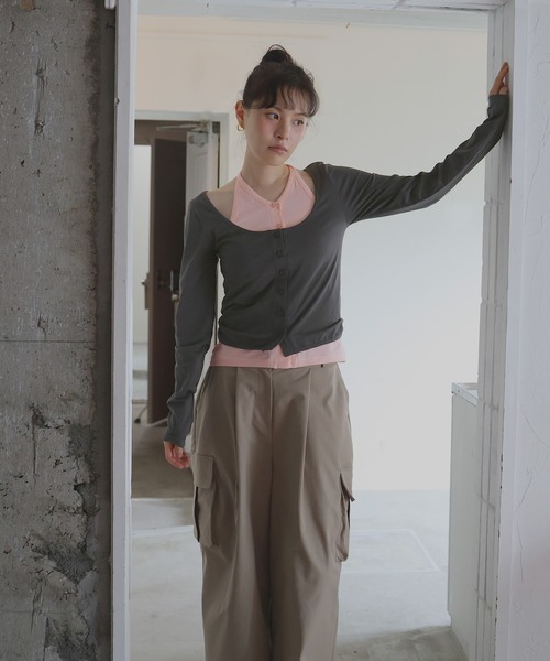 Mili affinity(ミリアフィニティー)の「2WAYレイヤードセットTシャツ(Tシャツ/カットソー・レディース・ブラック/グレー/チャコール・FREE)」の11枚目の写真