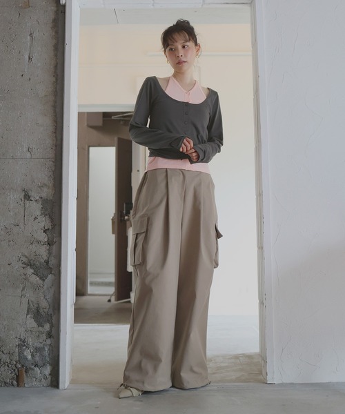 Mili affinity(ミリアフィニティー)の「2WAYレイヤードセットTシャツ(Tシャツ/カットソー・レディース・ブラック/グレー/チャコール・FREE)」の15枚目の写真