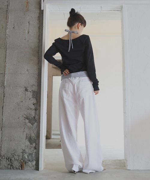 Mili affinity(ミリアフィニティー)の「2WAYレイヤードセットTシャツ(Tシャツ/カットソー・レディース・ブラック/グレー/チャコール・FREE)」の4枚目の写真