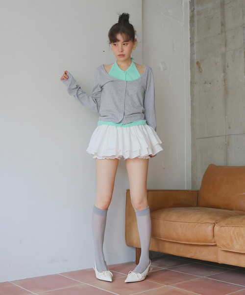 Mili affinity(ミリアフィニティー)の「2WAYレイヤードセットTシャツ(Tシャツ/カットソー・レディース・ブラック/グレー/チャコール・FREE)」の8枚目の写真