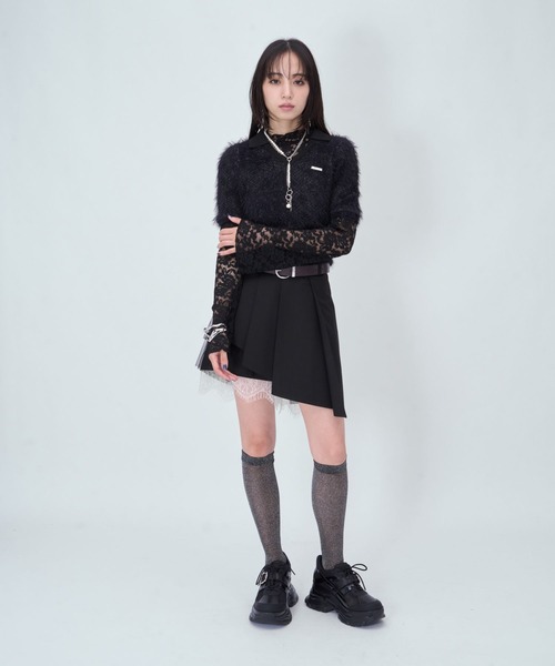 HARE(ハレ)の「2WAYレースプリーツミニスカート(HARE)(スカート・レディース・グレー/ブラック・FREE)」の5枚目の写真