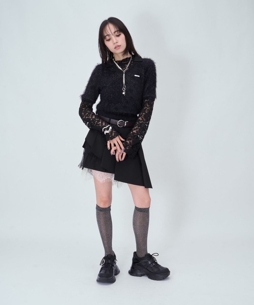 HARE(ハレ)の「2WAYレースプリーツミニスカート(HARE)(スカート・レディース・グレー/ブラック・FREE)」の6枚目の写真