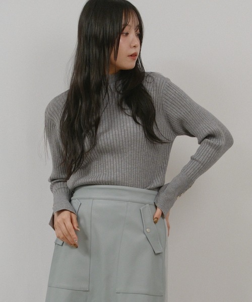 palm RICHE(ポームリシュ)の「ハイネックリブニット(ニット/セーター・レディース・レッド/オフホワイト/ターコイズブルー/グレー/ブラック・M)」の3枚目の写真