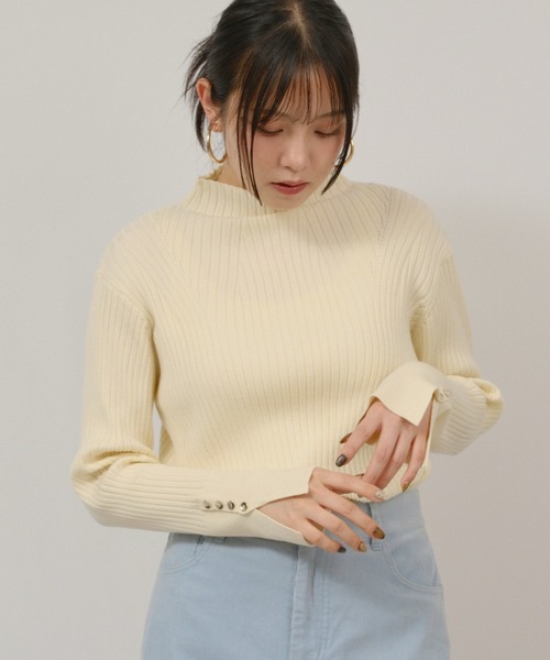 palm RICHE(ポームリシュ)の「ハイネックリブニット(ニット/セーター・レディース・レッド/オフホワイト/ターコイズブルー/グレー/ブラック・M)」の1枚目の写真