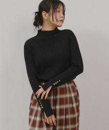 ハイネックリブニット