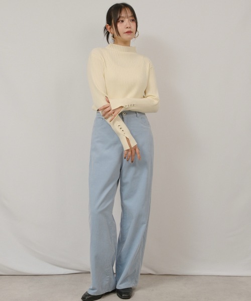 palm RICHE(ポームリシュ)の「ハイネックリブニット(ニット/セーター・レディース・レッド/オフホワイト/ターコイズブルー/グレー/ブラック・M)」の6枚目の写真