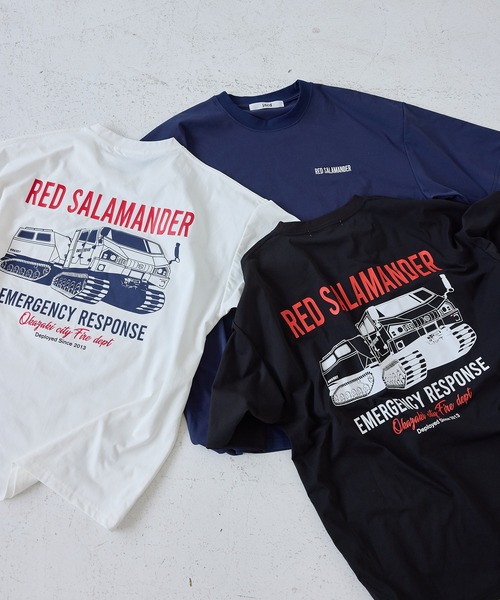 j.n.r.d(ジェー・エヌ・アール・ディー)の「【Red Salamander】イラストプリントTシャツ(Tシャツ/カットソー・メンズ・ネイビー/ホワイト/ブラック・M/L/LL)」の2枚目の写真