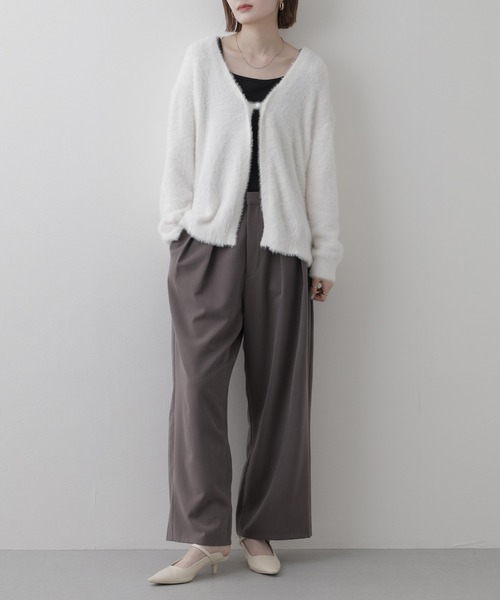 FUNALIVE(ファンアライブ)の「ボレロ風シャギーニットカーディガン 長袖(カーディガン/ボレロ・レディース・ホワイト/カーキ/ブラック・4L~5L/LL~3L/M~L)」の10枚目の写真