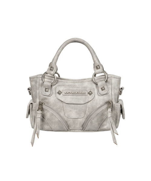 IUGAMAKARAS（イウガマカラス）の「Studded Leather Micro Shoulder Bag (Gray)（トートバッグ・レディース・その他・FREE）」の8枚目の写真