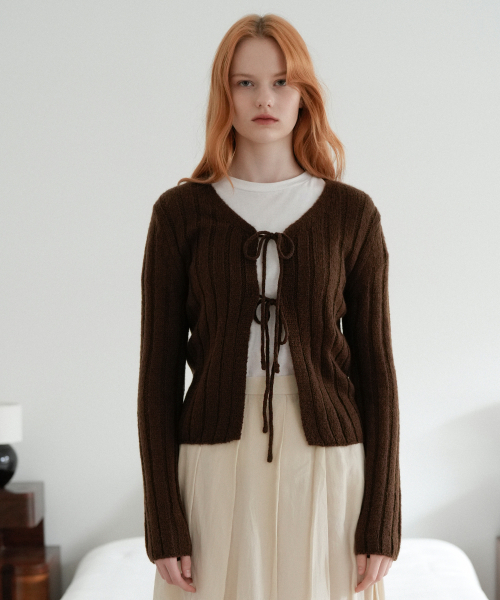 VLETI（ブレッティ）の「Mohair Ribbon Knit Cardigan (Brown)（カーディガン/ボレロ・レディース・ブラウン・FREE）」の2枚目の写真