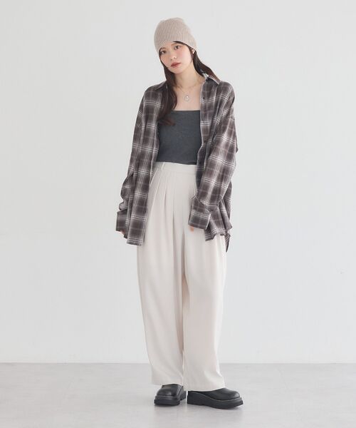 earth music&ecology(アースミュージックアンドエコロジー)の「チェックリラックスシャツ(シャツ/ブラウス・レディース・ブラウン/ブラック/ベージュ・FREE)」の15枚目の写真