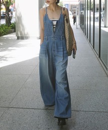 Ameri（アメリ）の「BACK CROSS DENIM ROMPERS（つなぎ/オールインワン）」