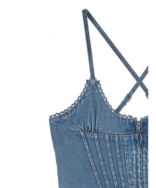 Ameri(アメリ)の「BACK CROSS DENIM ROMPERS(つなぎ/オールインワン・レディース・ブラウン/ブルー・SMALL/MEDIUM/X-SMALL)」の5枚目の写真