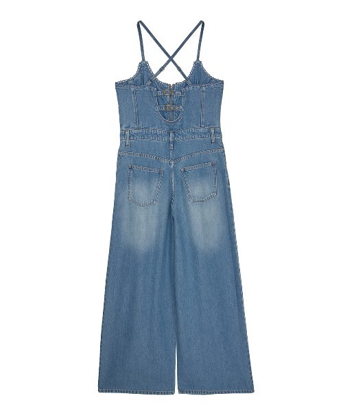 Ameri(アメリ)の「BACK CROSS DENIM ROMPERS(つなぎ/オールインワン・レディース・ブラウン/ブルー・SMALL/MEDIUM/X-SMALL)」の3枚目の写真