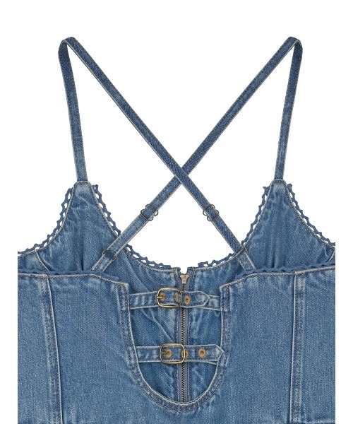 Ameri(アメリ)の「BACK CROSS DENIM ROMPERS(つなぎ/オールインワン・レディース・ブラウン/ブルー・SMALL/MEDIUM/X-SMALL)」の15枚目の写真