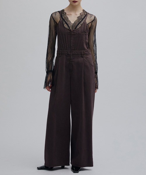 Ameri(アメリ)の「BACK CROSS DENIM ROMPERS(つなぎ/オールインワン・レディース・ブラウン/ブルー・SMALL/MEDIUM/X-SMALL)」の12枚目の写真