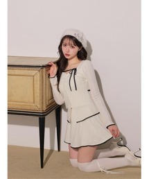 M me eme（エムミーエメ）の「Ribbon trim cable lame knit setup(eme11093)（スカート）」