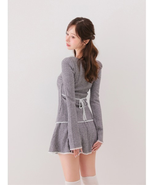 M me eme（エムミーエメ）の「Ribbon trim cable lame knit setup(eme11093)（スカート・レディース・アイボリー・FREE）」の9枚目の写真